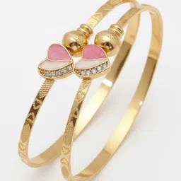 Jewelfy Set Of 2 Gold-Plated Artificial Stones Studded Bangle-Style Bracelet-picture-15