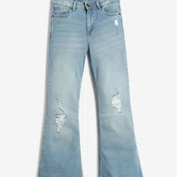 BONKIDS Girls Regular Fit Mid-Rise Highly Distressed Light Fade Jeans-image-15