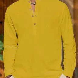APEKTRA Mandarin Collar Roll-Up Sleeves Straight Short Kurta-image-51