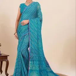 KALINI Bandhani Poly Chiffon Bandhani Saree image 2