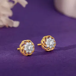 GIVA Women Gold Blooming Beauty Solitaire Diamond Earrings-picture-34