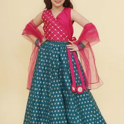 Bitiya by Bhama Girls Embroidered Mirror Work Ready to Wear Lehenga & Blouse With Dupatta image 4