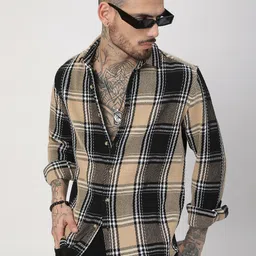 VASTRADO Men Classic Fit Spread Collar Tartan Checked Cotton Casual Shirt-image-16