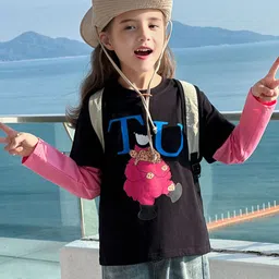 LULU & SKY Girls Striped Polo Collar Pockets T-shirt-picture-25