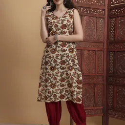 SUFIZA LIFESTYLE Women Floral Printed Daily Cotton Straight Kurta-image-23