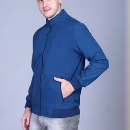 Roadster Men Full Sleeves Mock Collared Straight Hem Zipper Windcheater image 5