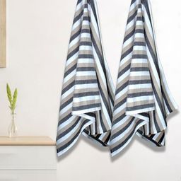 Myntra Elegant Homes Beige & White 2 Pieces Striped Cotton 150 GSM Bath Towel-picture-48