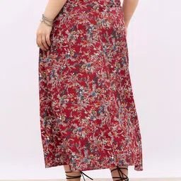 berrylush curve Berrylush Floral Printed High Rise Front Slit A-Line Maxi Skirt image 4