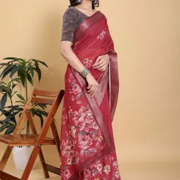 GOHILL ENTERPRISE Floral Pure Linen Handloom Saree-picture-12