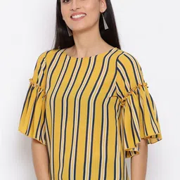SZN Striped Bell Sleeve Crepe Top image 3