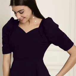Metronaut Women Pack Of 2 Puff Sleeve Peplum & Regular Top image 2