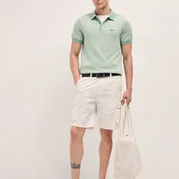THE BEAR HOUSE Men Self Design Polo Collar Cotton Slim Fit T-shirt image 5