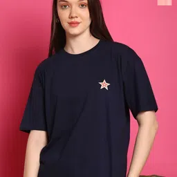 Metronaut Women Pack Of 2 Typography Printed Round Neck Cotton Oversized T-shirts-image-80