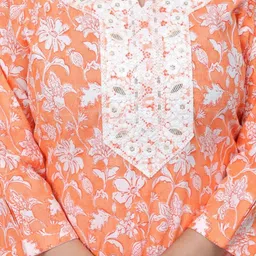 OH MI DIOS Floral Printed Thread Work Pure Cotton Kurta With Pyjamas & Dupatta image 5