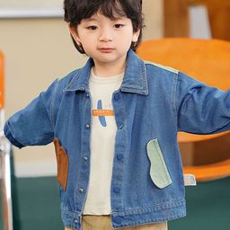 LULU & SKY Girls Washed without Crop Denim Jacket with Patchwork-picture-46