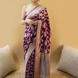 bigben textile Woven Design Zari Silk Blend Banarasi Saree-picture-22