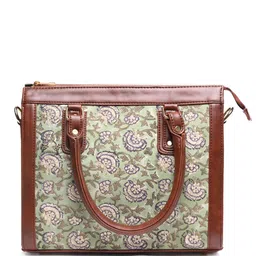 Block N Style Women Floral Printed Structured Cotton Handheld Bag image 1