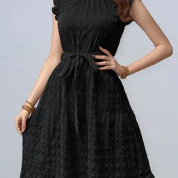 Outzidr Flutter Sleeve A-Line Midi Dress image 2