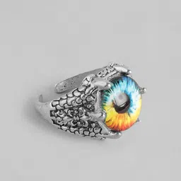 PARIS HAMILTON Men Silver-Plated Evil Eye Adjustable Finger Ring-picture-16