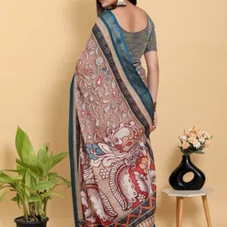 DAATAR Floral Linen Blend Fusion Saree image 2