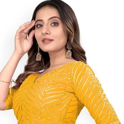 HERE&NOW Embroidered Radymade Saree Blouse image 3