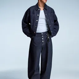 Bershka Spread Collar Long Sleeves Denim Casual Shirt-picture-34