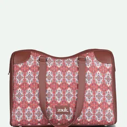 ZOUK Women Printed Jute Two Handles Structured Zip Closure Shoulder Bag image 3