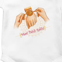 THE PRINT PLATTER Infants Pehli Rakhi Printed Cotton Envelope Neck Ultra Bio Wash Bodysuit image 2