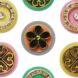 Comet Busters Premium Round Designer Handcrafted Bindi - Multicolor image 4