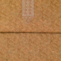 Koskii Ethnic Motifs Embroidered Sequinned Raw Silk Unstitched Dress Material image 4