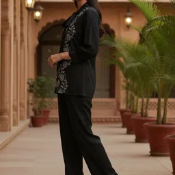 ZUMMER Embroidered V-Neck Tunic With Trousers Co-Ords image 4