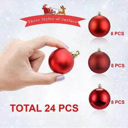 CraftVatika 24-Pcs Red Christmas Baubles Balls Festive Decor image 5