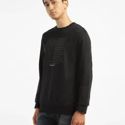 levi's Men's Solid Black Crew Neck Sweatshirt image 4