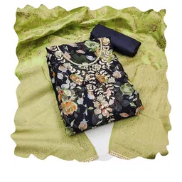 HERE&NOW Embellished Organza Unstitched Dress Material-picture-13