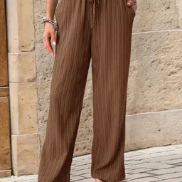 all about you Women Textured Easy Wash Wide Leg Trousers-picture-48