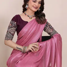 K 5 Fashion Woven Design Poly Georgette Saree image 3