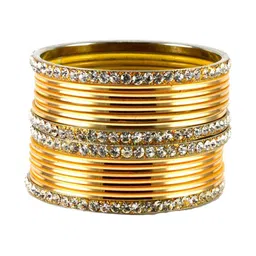 Vidhya Kangan Set Of 16 Gold-Plated Artificial Stone Studded Bangles image 4