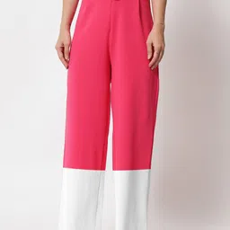 Kotty Women Colourblocked High-Rise Easy Wash Straight Pants Trousers-picture-17