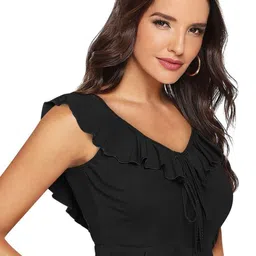 SS Sanket Synthetics Women Flutter Sleeve Peplum Crop Top-picture-39