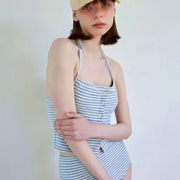LULU & SKY Striped Sleeveless Top &  Bikini Brief Swim Set-picture-31