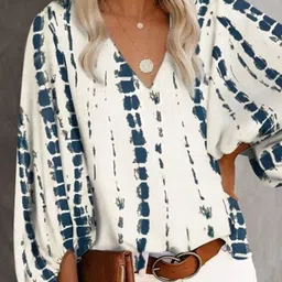 StyleCast Women Tie and Dye Dyed V-Neck Top-image-16