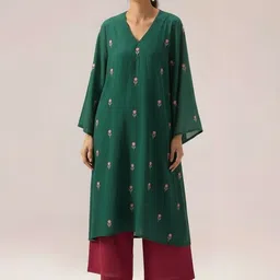 Anni Designer Floral Embroidered V-Neck Thread Work Straight Kurta With Palazzos-picture-30