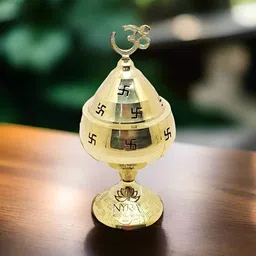 Nyra Kitchenware Pure Brass Swastik Diya For Puja - Small Size-picture-24