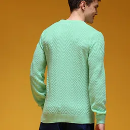 HERE&NOW Geometric Self-Design Round Collar Pullover image 3