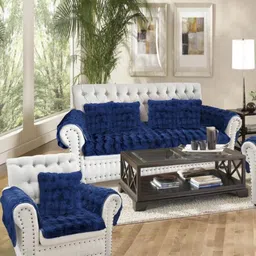 MULTITEX Blue Printed Other Sofa Cover With Arms image 1