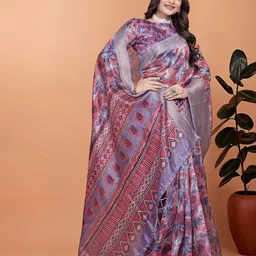 DIVASTRI Floral Printed Zari Banarasi Saree image 3
