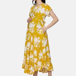 Nejo Floral Print Maternity Fit and Flare Midi Dress image 3