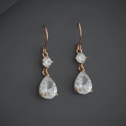 Kushal's Fashion Jewellery Rose Gold-Plated Classic Zircon Studded Drop Earrings image 1