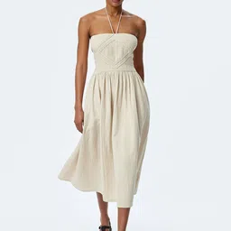 Koton Women Halter Neck Pure Cotton Fit & Flare Midi Dress-picture-20