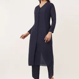 Edla V-Neck Straight Kurta With Harem Pants image 2